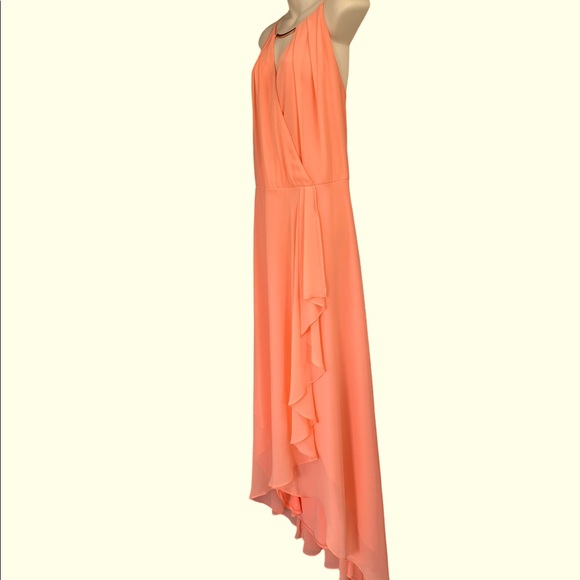 NWOT Coral Formal Prom Bridesmaid Wedding Dress Flowing Tiered Ruffles Size 24 - Picture 4 of 9